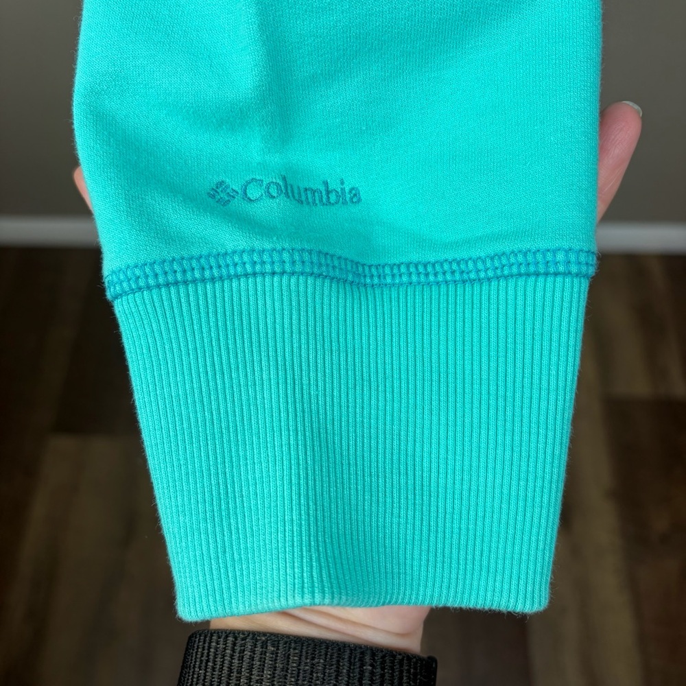 Columbia Sportswear Cotton Blend Teal Blue Zip-Up Hoodie Gorpcore Athleisure L - Picture 8 of 16